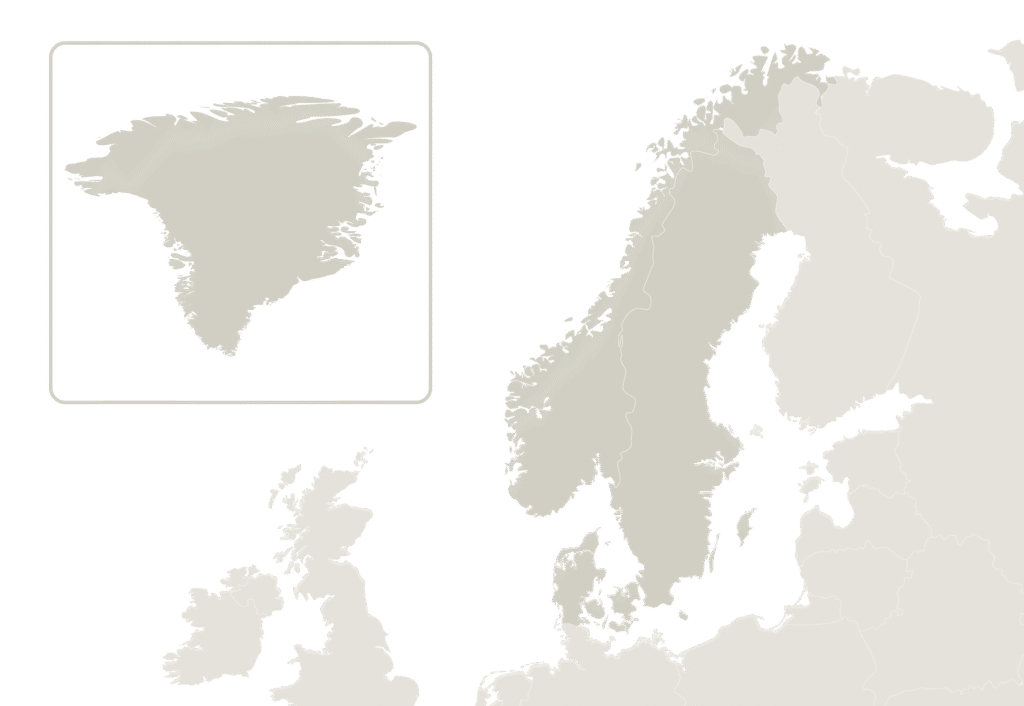 map of Scandinavia and Greenland